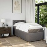 vidaXL Sommier à lattes de lit avec matelas Taupe 90x200 cm Tissu