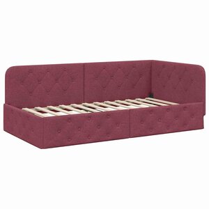 vidaXL Cadre de lit d'angle Bordeaux 90 x 190 cm tissu