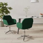 vidaXL Chaises pivotantes à manger lot de 2 vert foncé tissu