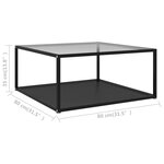 Vidaxl table basse transparent et noir 80x80x35 cm verre trempé