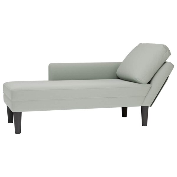 vidaXL Fauteuil long et coussin et accoudoir droit gris clair velours