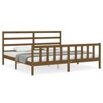 vidaXL Cadre de lit avec tête de lit marron miel 200x200cm bois massif