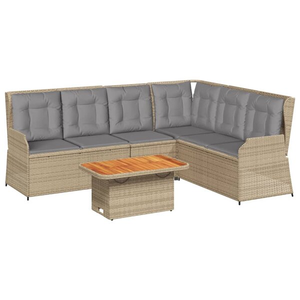 vidaXL Salon de jardin avec coussins 5 Pièces beige résine tressée