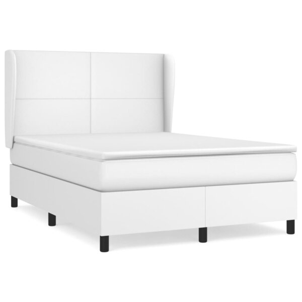 vidaXL Sommier à lattes de lit avec matelas Blanc 140x190cm Similicuir