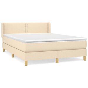 vidaXL Sommier à lattes de lit avec matelas Crème 140x190 cm Tissu