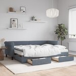 vidaXL Lit de jour avec gigogne et tiroirs gris foncé 80x200cm velours