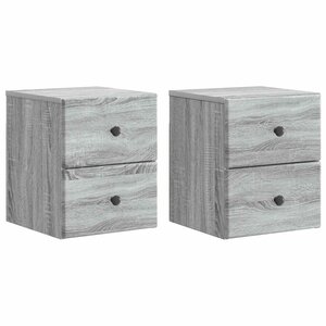 vidaXL Cabinet de chevet mural 2 Pièces Sonoma gris 34 5 x 33 x 40 cm