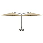 vidaXL Parasol de jardin double avec mât en acier taupe 600 cm