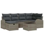 vidaXL Ensemble de canapé de jardin avec coussin 7 Pièces Gris Poly rotin