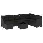 vidaXL Salon de jardin 9 Pièces avec coussins noir résine tressée