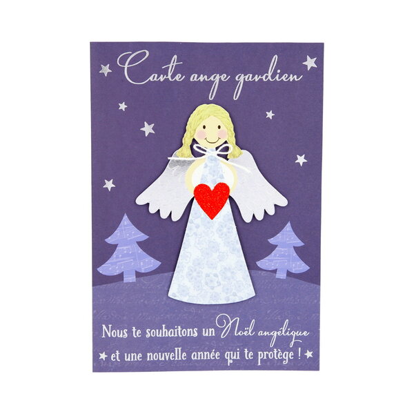 Carte de voeux - fêtes de fin d'année - ange gardien noël angélique