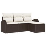 vidaXL Ensemble de canapé de jardin 4 Pièces Marron et blanc Poly rotin