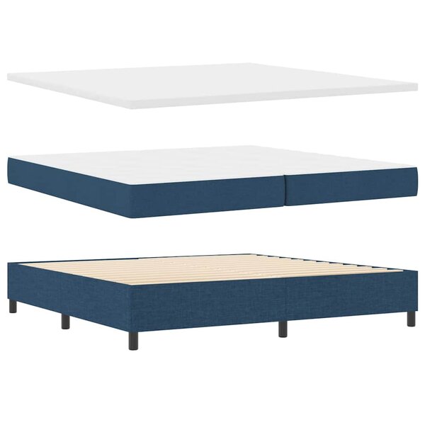 vidaXL Lit à ressorts avec matelas Bleu 200 x 200 cm tissu