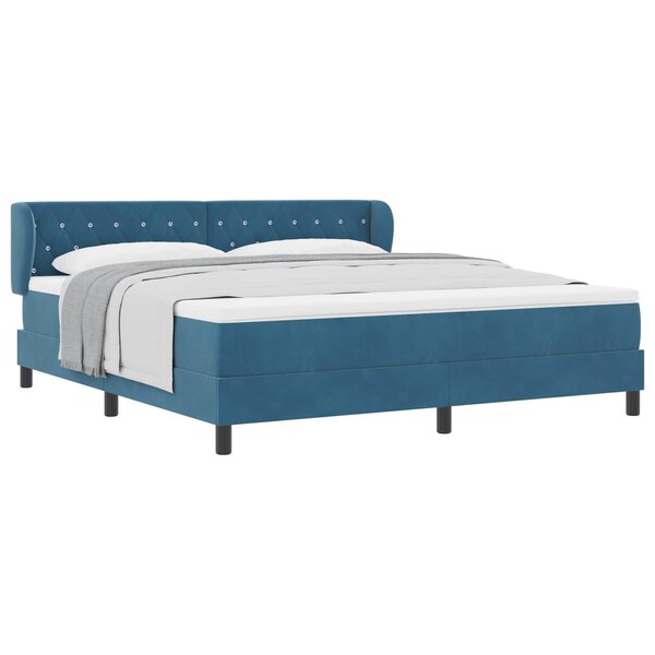 vidaXL Lit à ressorts avec matelas Bleu foncé 180 x 200 cm Velours