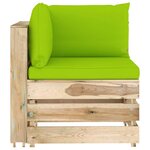 Vidaxl canapé de jardin 4 places avec coussins bois imprégné de vert