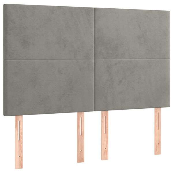 vidaXL Têtes de lit 4 Pièces Gris clair 72x5x78/88 cm Velours