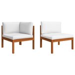 vidaXL Salon de jardin 9 Pièces avec coussins Crème Bois d'acacia solide