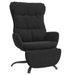vidaXL Chaise de relaxation avec repose-pied Noir Tissu