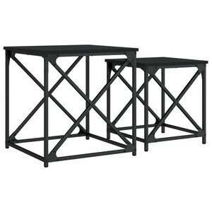 vidaXL Tables basses gigognes 2 Pièces noir bois d'ingénierie
