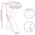 vidaXL Pieds de table basse en forme de X  2 pièces  noir  30 x (30-31) cm  acier