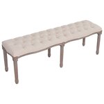 vidaXL Banc tissu bois massif 150x39 8x48 cm blanc crème