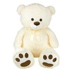 Ours en peluche crème avec noeud 100 cm