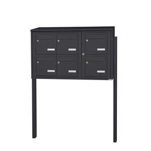 Bloc collectif Leabox 3x2 grade 3 simple face extérieur fixation sur pieds à sceller gris anthracite ral 7016 finition brillante