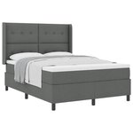 vidaXL Lit à ressorts avec matelas Gris foncé 190 x 140 cm tissu