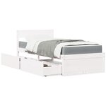 vidaXL Lit avec tiroirs et matelas blanc 90x200 cm bois massif de pin