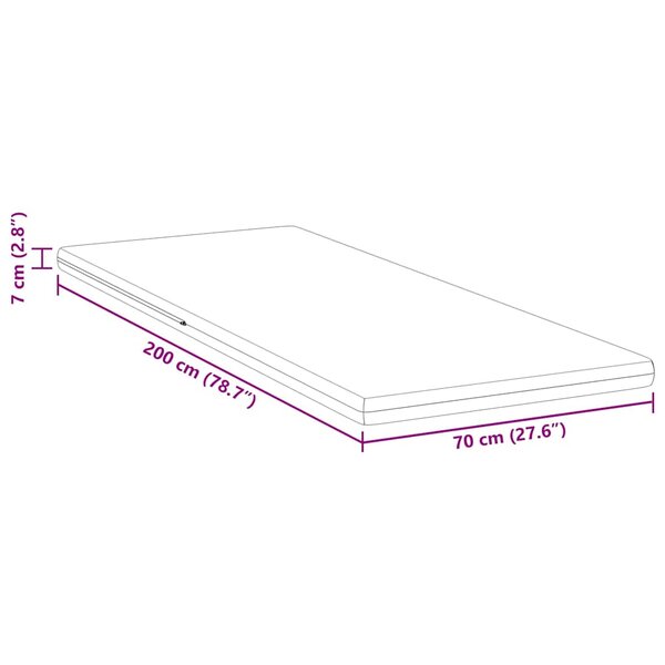 Surmatelas Gel Mousse Mémoire VidaXL 70x200 Cm - Épaisseur 7 Cm, Blanc, Confort Toutes Saisons