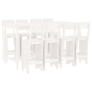 vidaXL Ensemble de bar de jardin 9 Pièces blanc bois de pin massif