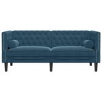 vidaXL Canapé Chesterfield avec traversins 2 places bleu velours