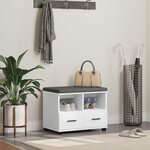 vidaXL Banc d'entrée avec coussin avec tiroir Blanc 60 x 38 x 46 cm