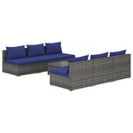 vidaXL Salon de jardin 7 Pièces avec coussins résine tressée gris