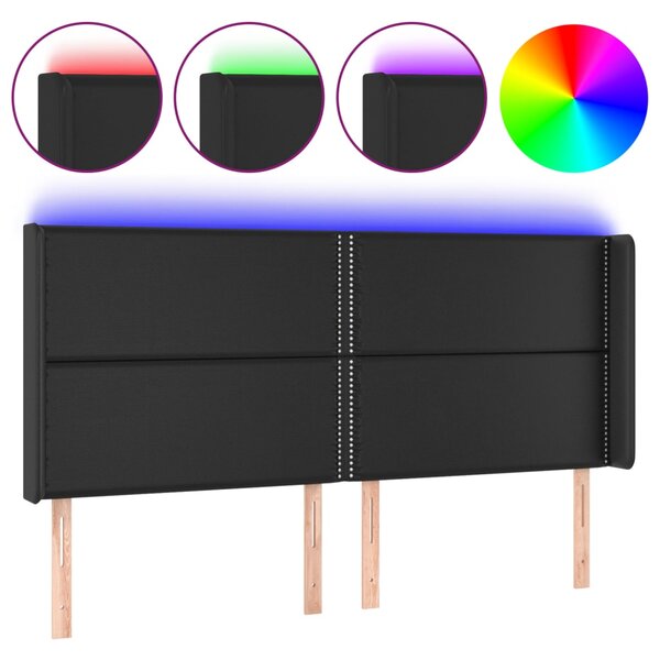 vidaXL Tête de lit à LED Noir 183x16x118/128 cm Similicuir