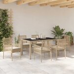 vidaXL Ensemble de salle à manger pour jardin 7 Pièces Beige Poly rotin