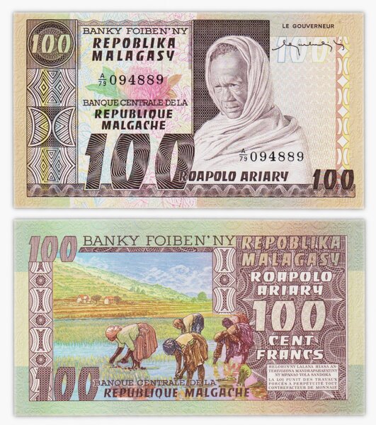 Billet de Collection 100 francs / 20 ariary 1974 Madagascar - Neuf - p63