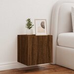 vidaXL Meuble TV mural avec lumières LED chêne marron 40 5x35x40 cm