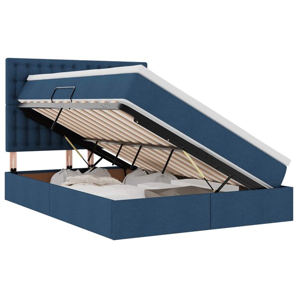vidaXL Lit avec rangement et matelas Bleu 140 x 190 cm Polyester