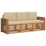 vidaXL Ensembles de canapés 3 pc Naturel et Beige Bois d'Acacia Massif