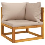 vidaXL Canapé d'angle sectionnel et coussins taupe bois massif acacia