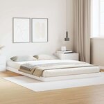 vidaXL Cadre de lit surélevé Blanc 140 x 210 cm Bois de pin massif