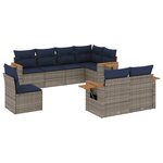 vidaXL Salon de jardin 8 Pièces avec coussins gris résine tressée