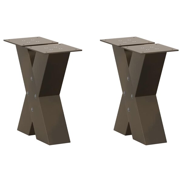 vidaXL Pieds de table basse en forme de X  2 pièces  acier naturel  40 x (30-31) cm