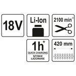 YATO Taille-haie sans batterie 18V 420 mm