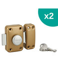 THIRARD - Lot de 2 verrous à bouton Apache pour porte d'entrée  cylindre 45mm  acier  3 clés/verrou  époxy or