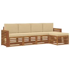 vidaXL Ensemble de canapés d'extérieur 5 Pièces Naturel et Beige