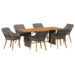 vidaXL Ensemble de salle à manger pour jardin 7 pc Gris polyrotin