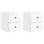 vidaXL Cabinet de chevet mural 2 Pièces Blanc brillant 34 5 x 33 x 40 cm