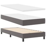 vidaXL Lit Box Spring avec matelas gris  100 x 200 cm  simili cuir